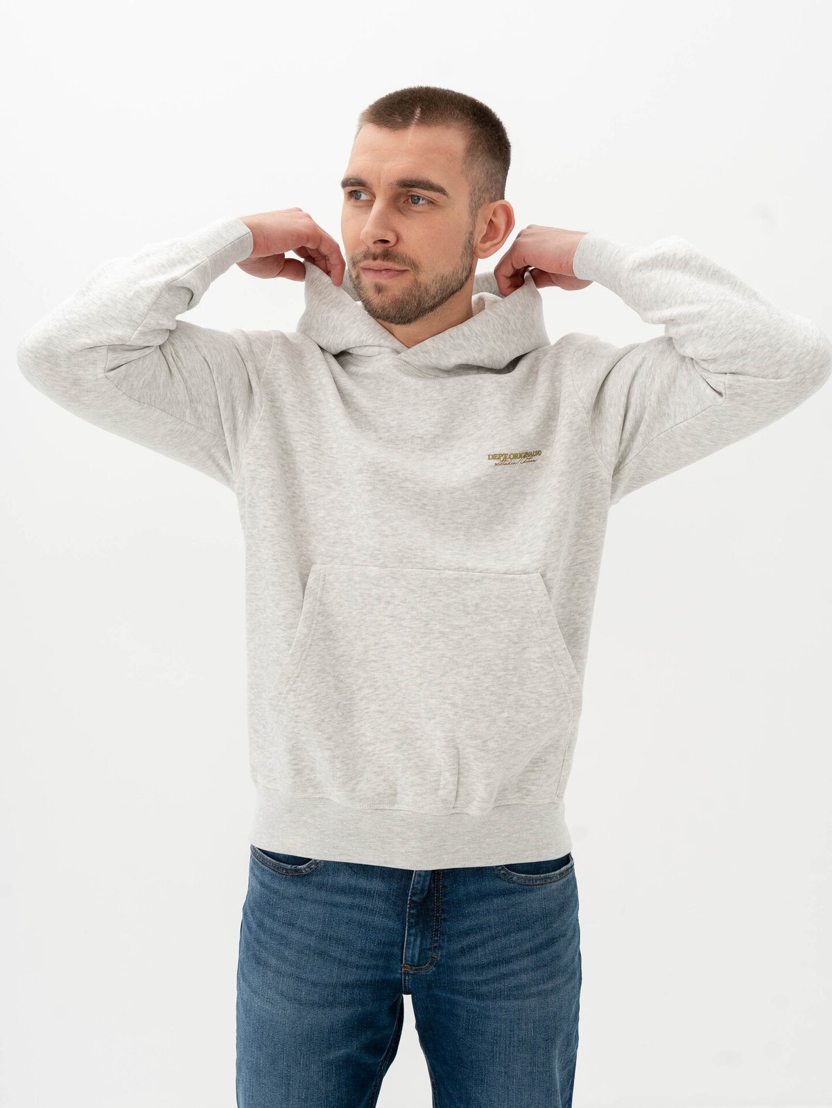 Jack & Jones Islington Back Sweat Hood White Melange