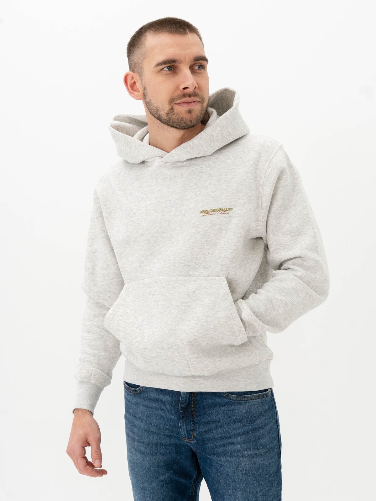 Jack & Jones Islington Back Sweat Hood White Melange