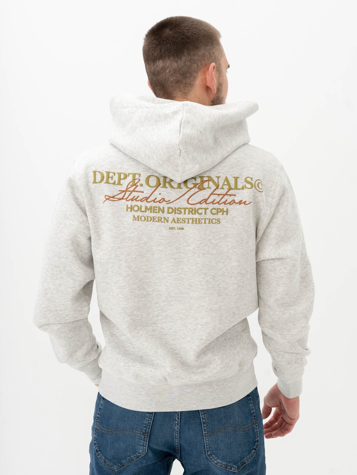Jack & Jones Islington Back Sweat Hood White Melange