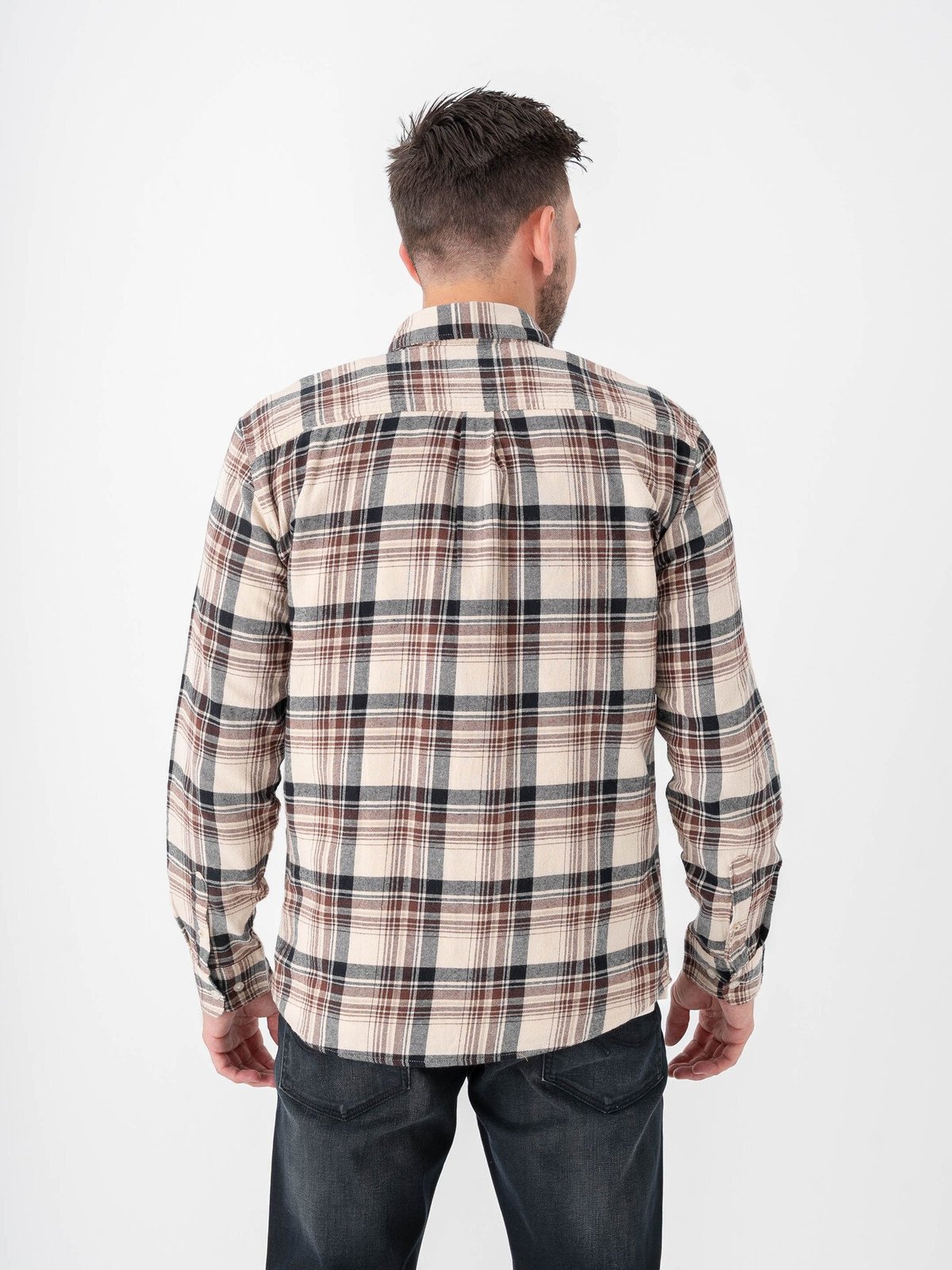 Jack and Jones Classic Flannel Check Shirt Long Sleeve Antique White