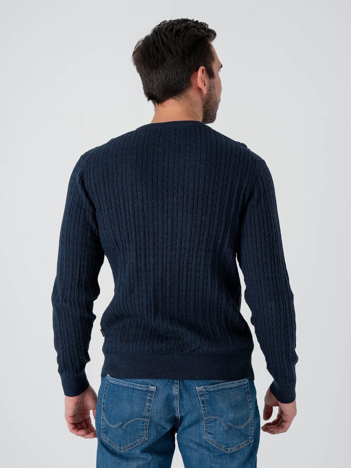 Jack and Jones Emil Knit Cable Crew Neck Navy Blazer