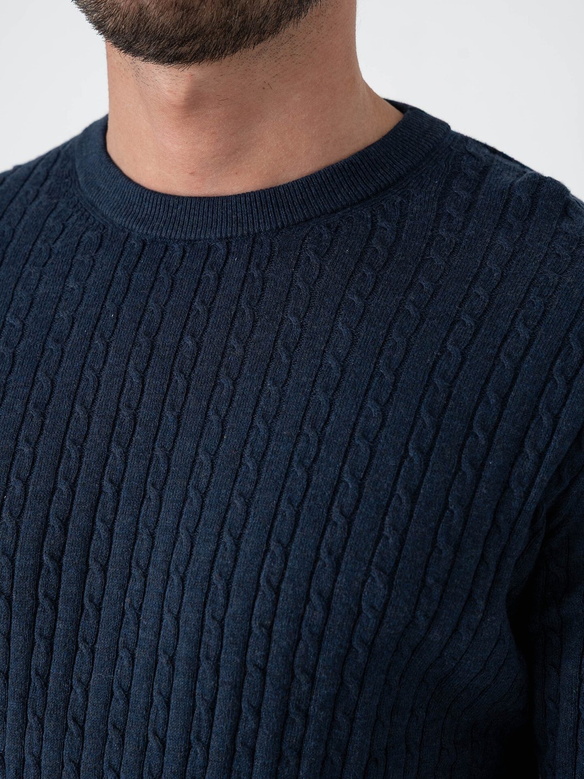 Jack and Jones Emil Knit Cable Crew Neck Navy Blazer