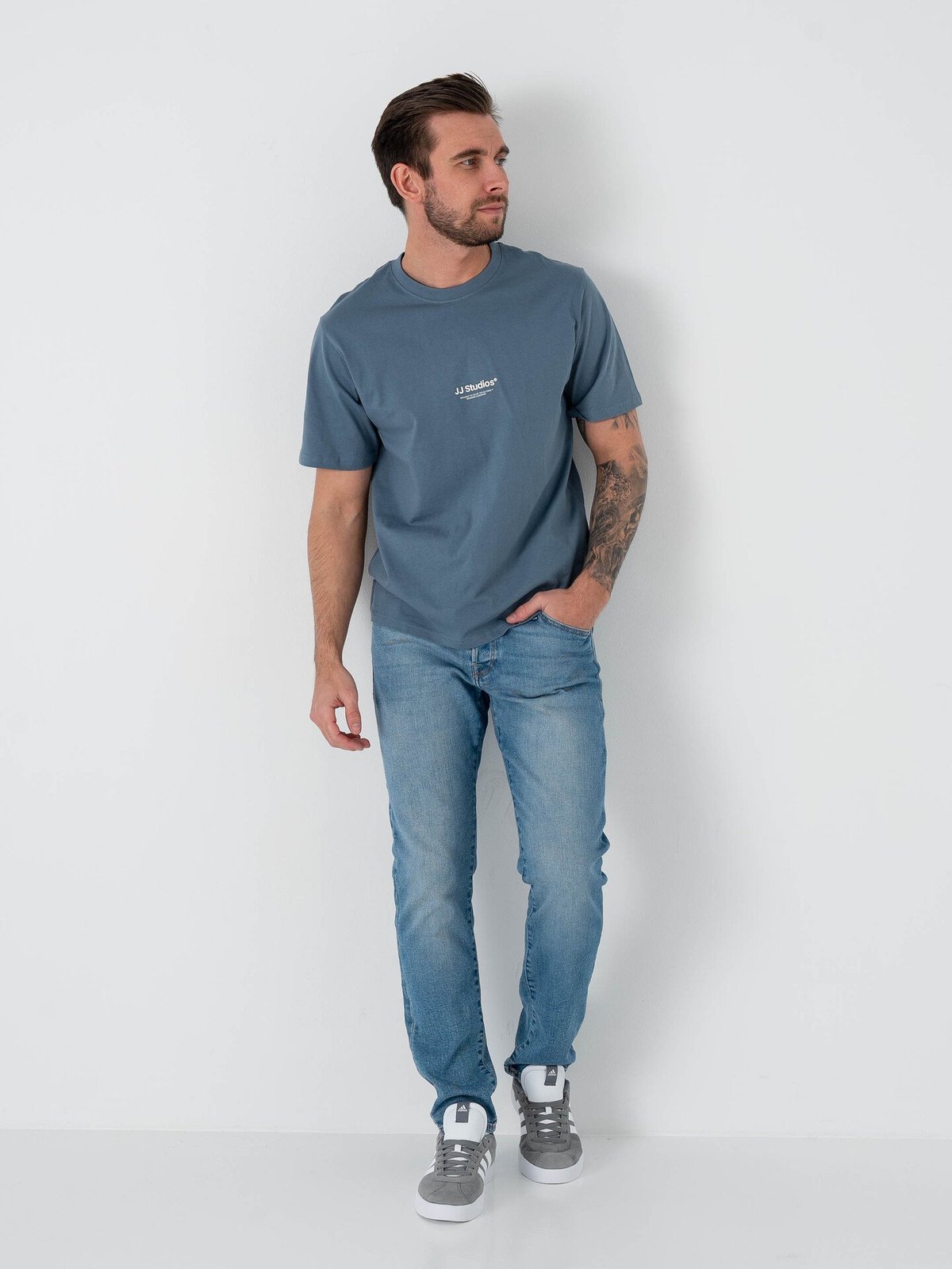 Jack and Jones Soho Tee Short Sleeve Crew Neck Blue Mirage