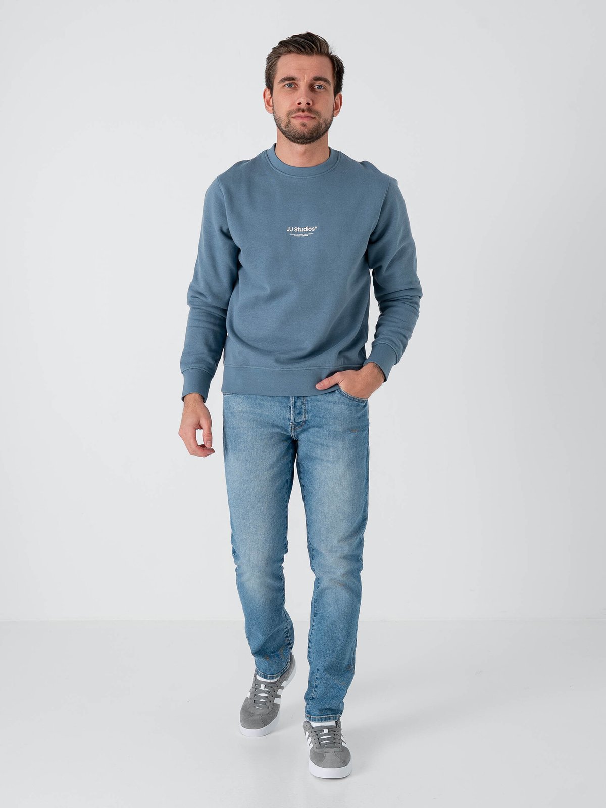 Jack and Jones Soho Sweat Crew Neck Blue Mirage