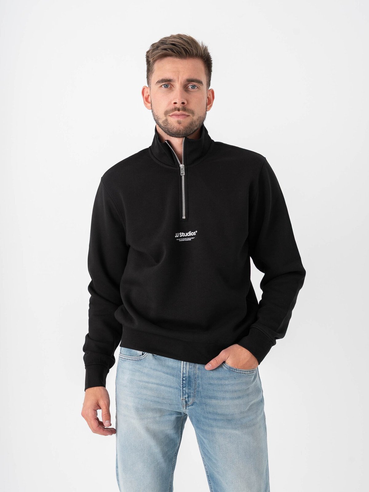 Jack and Jones Soho Sweat Quarter Zip Black