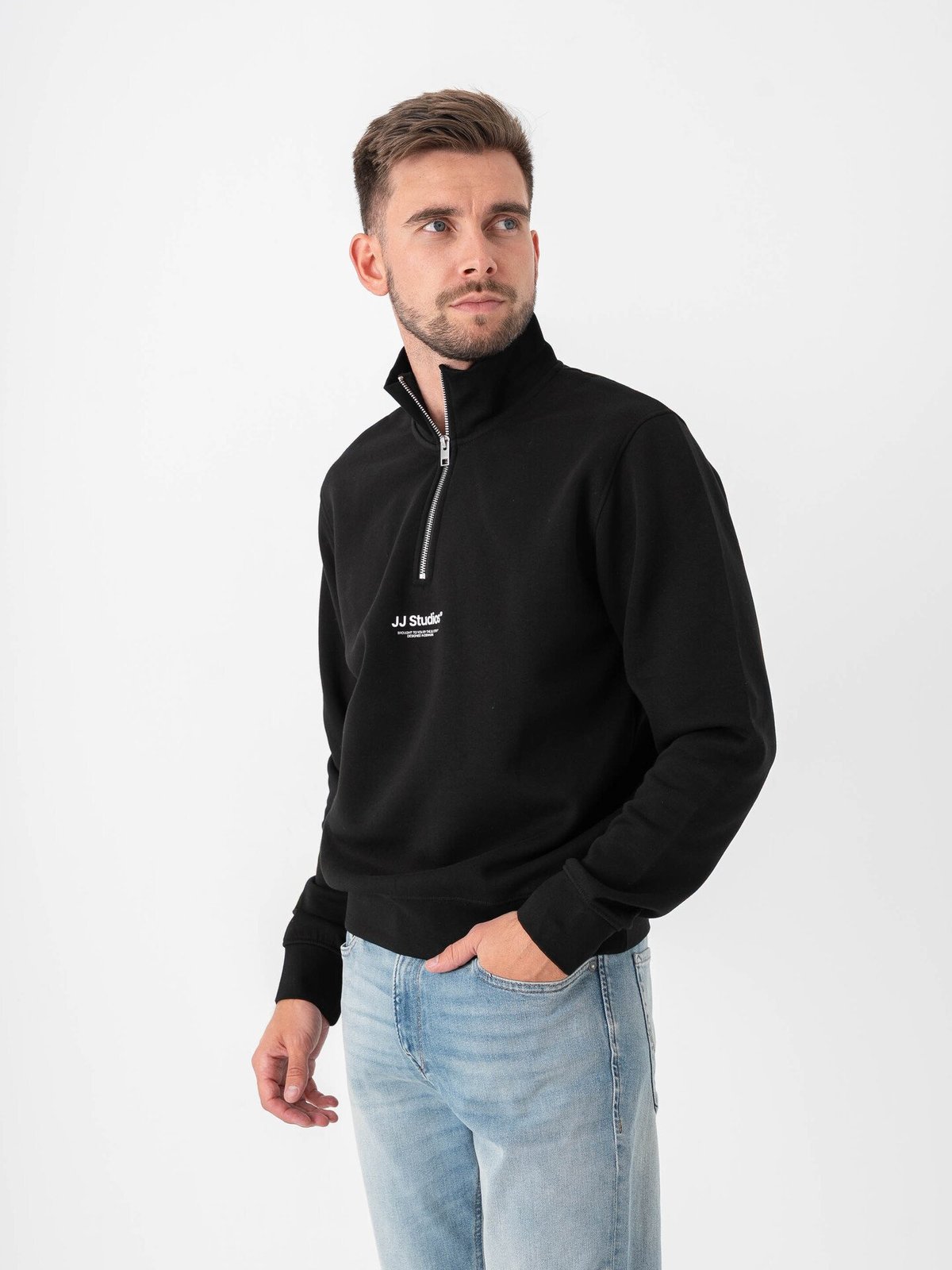 Jack and Jones Soho Sweat Quarter Zip Black