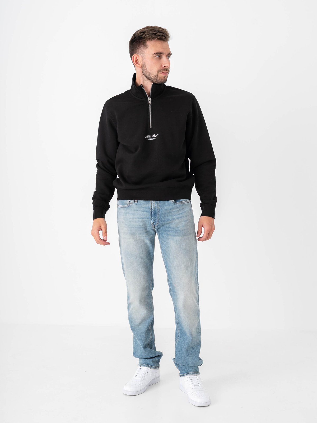 Jack and Jones Soho Sweat Quarter Zip Black