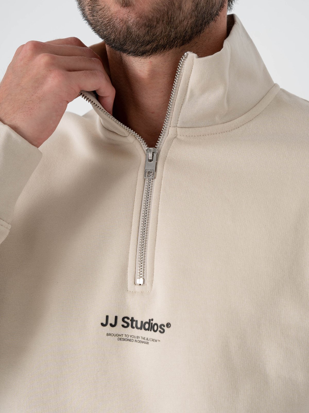 Jack and Jones Soho Sweat Quarter Zip Moonbeam