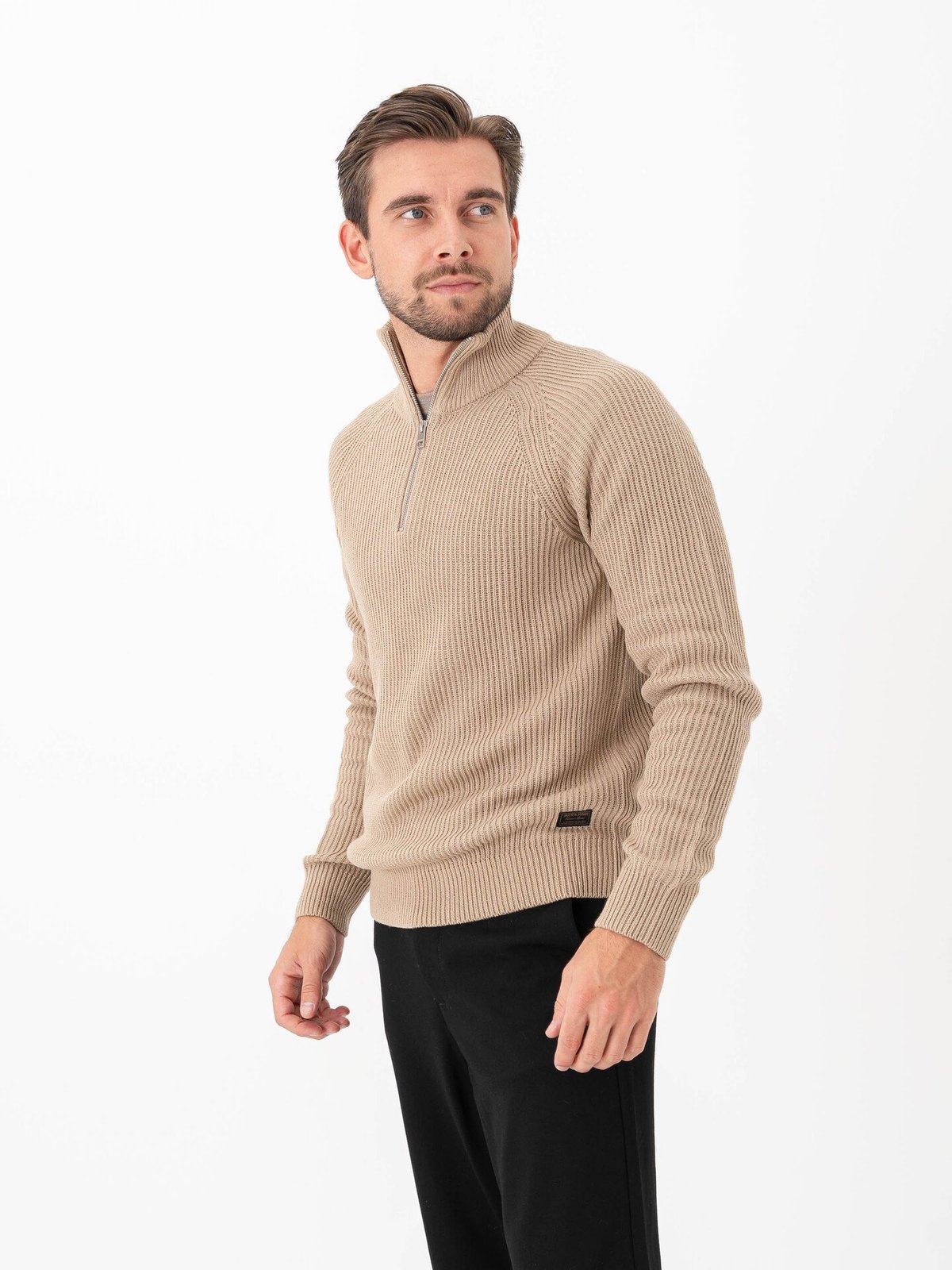 Jack and Jones Pannel Knit Half Zip Crockery