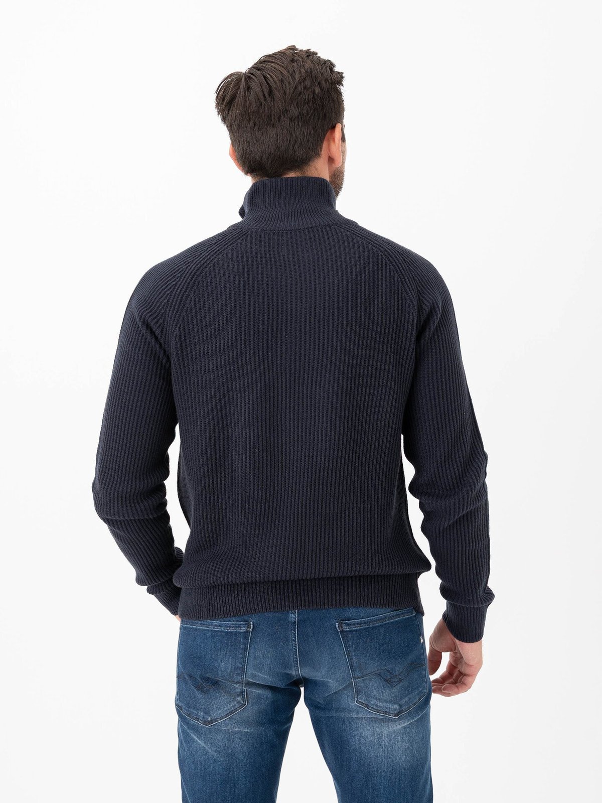 Jack and Jones Pannel Knit Half Zip Sky Captain