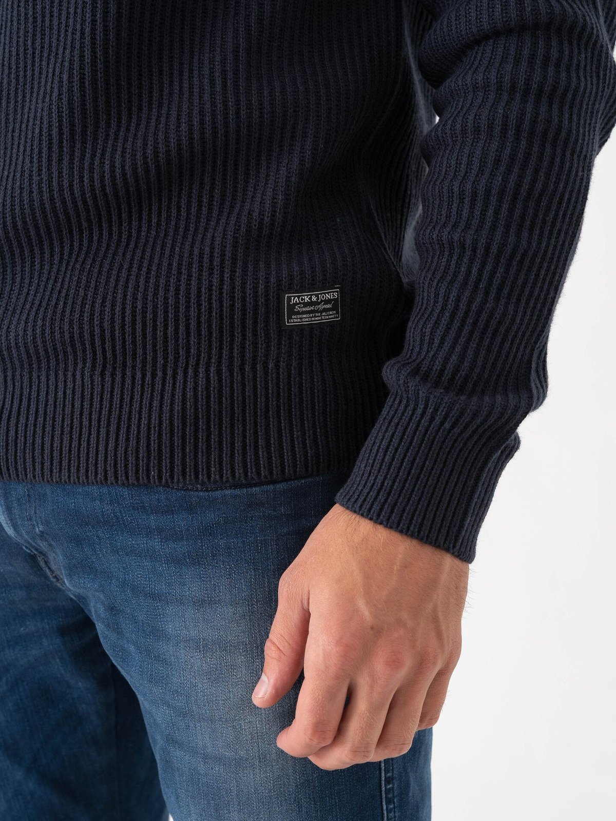 Jack and Jones Pannel Knit Half Zip Sky Captain