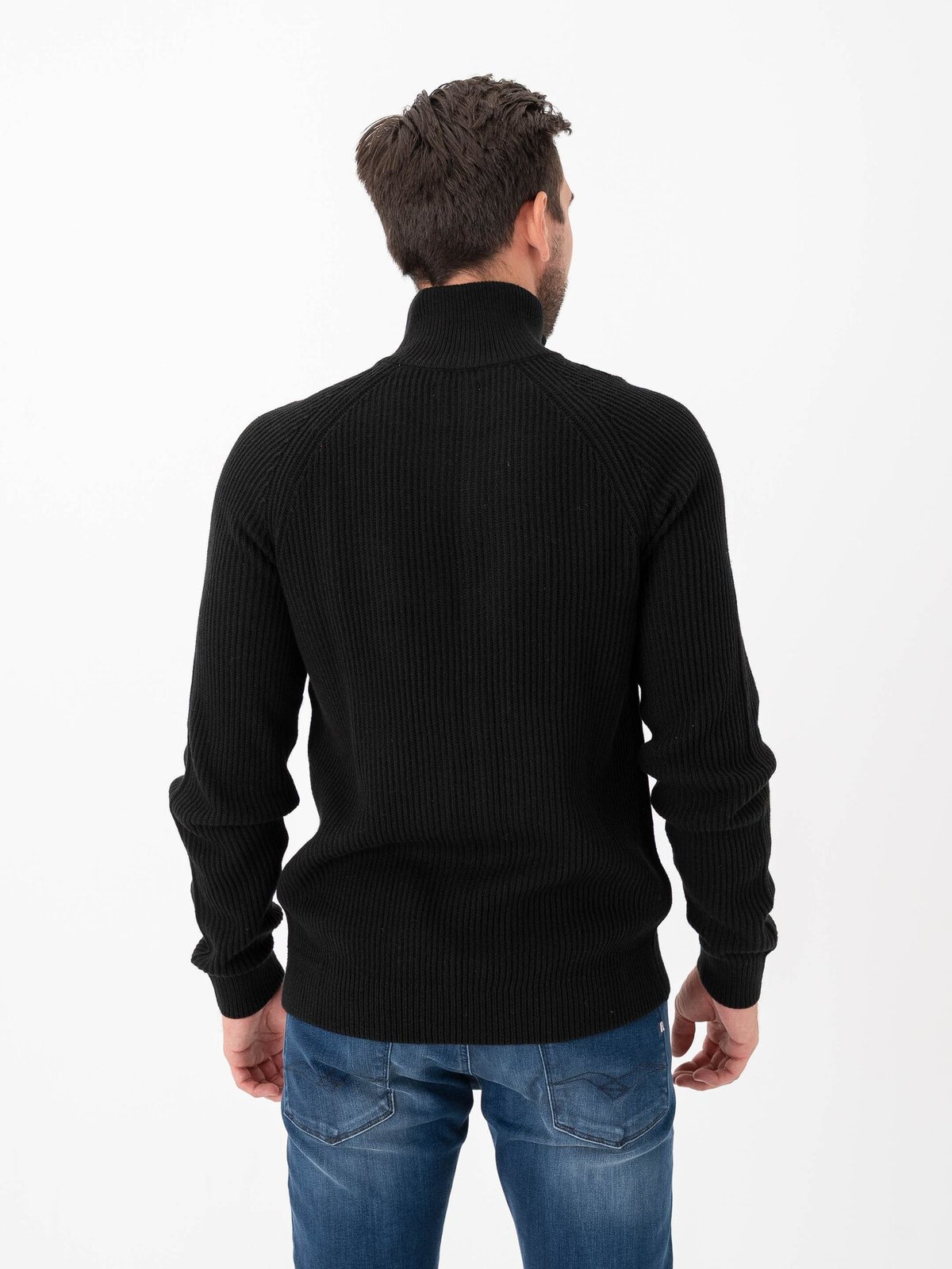 Jack and Jones Pannel Knit Half Zip Cardigan Black