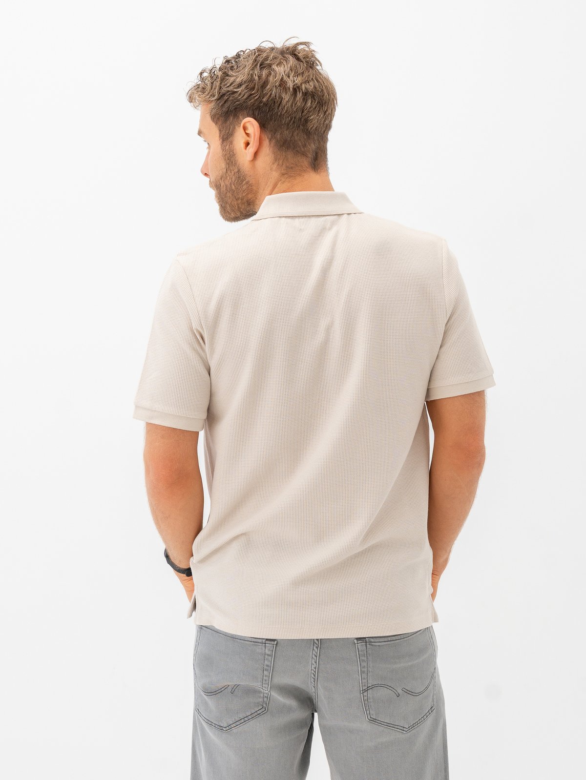 Jack and Jones Austin Zip Polo Short Sleeve Moonbeam Classic