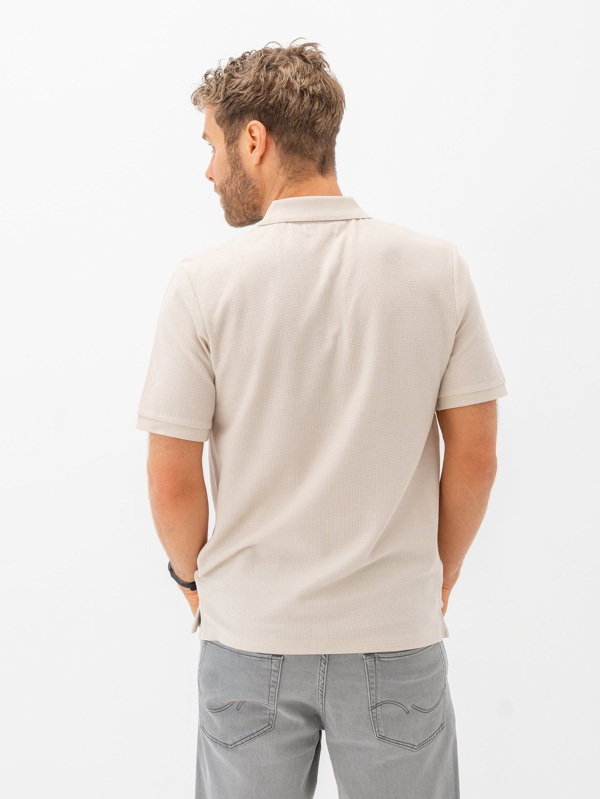 Jack and Jones Austin Zip Polo Short Sleeve Moonbeam Classic