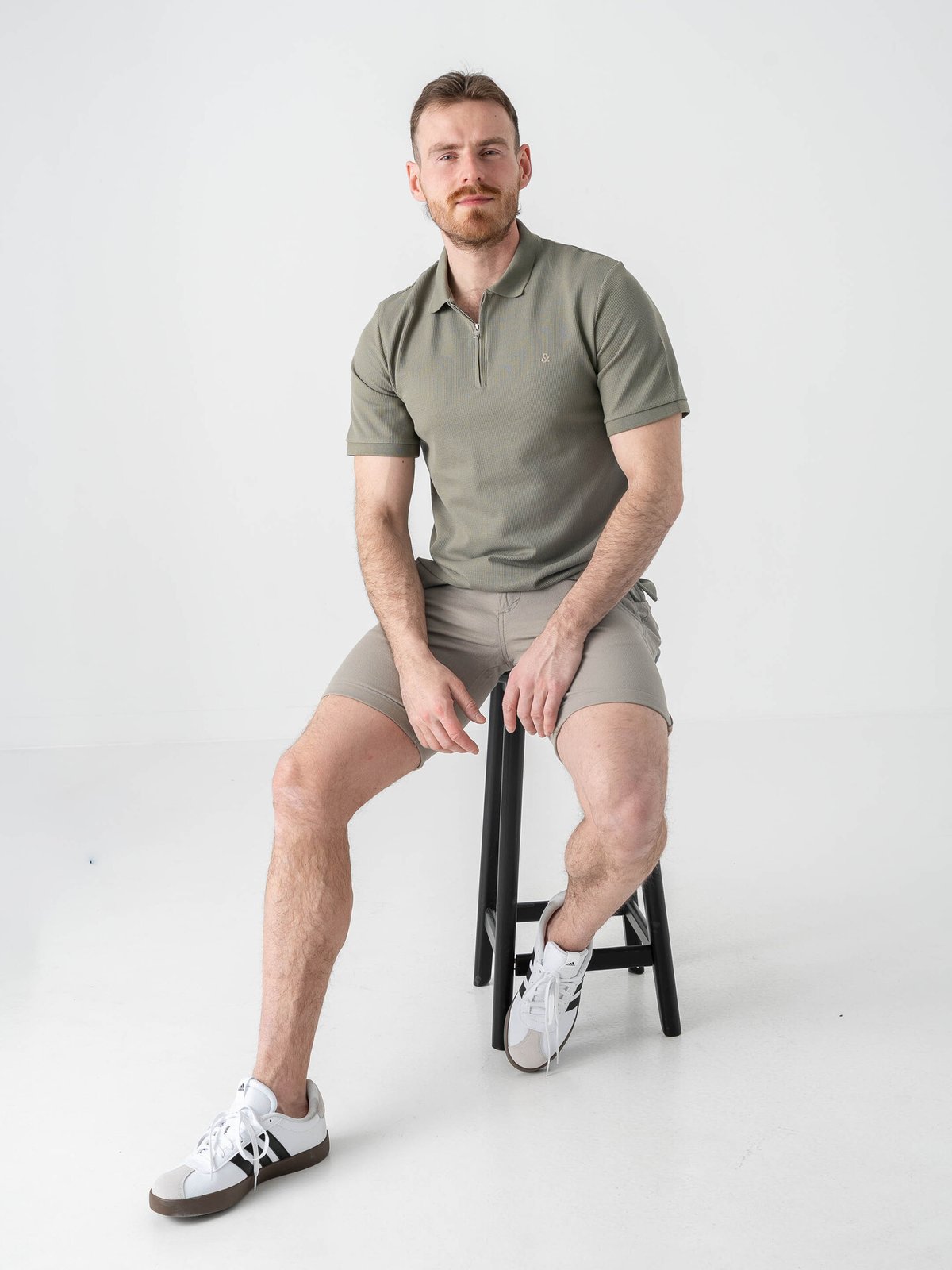 Jack and Jones Austin Zip Polo Short Sleeve Vetiver Classic