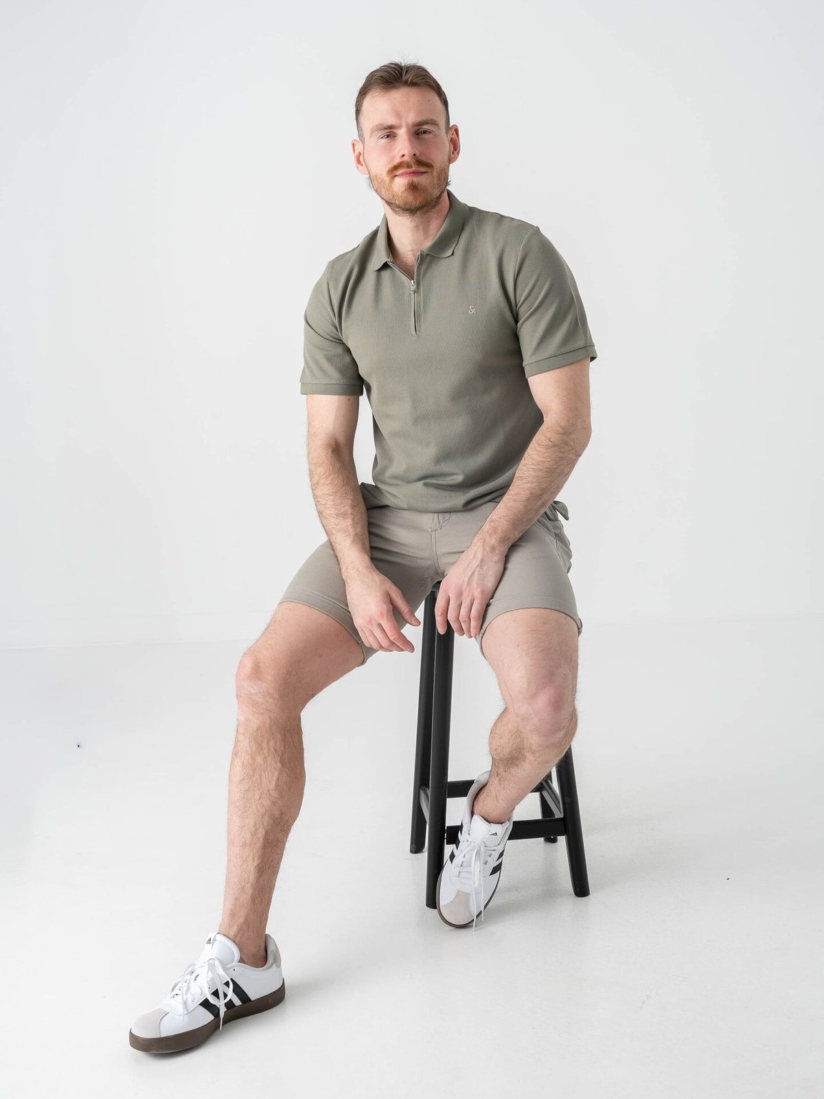 Jack and Jones Austin Zip Polo Short Sleeve Vetiver Classic