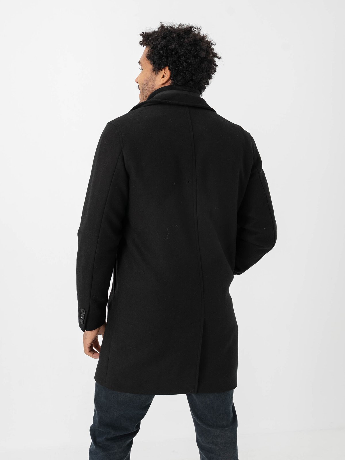 Jack and Jones Keith Wool Blend Stan Collar Coat Black