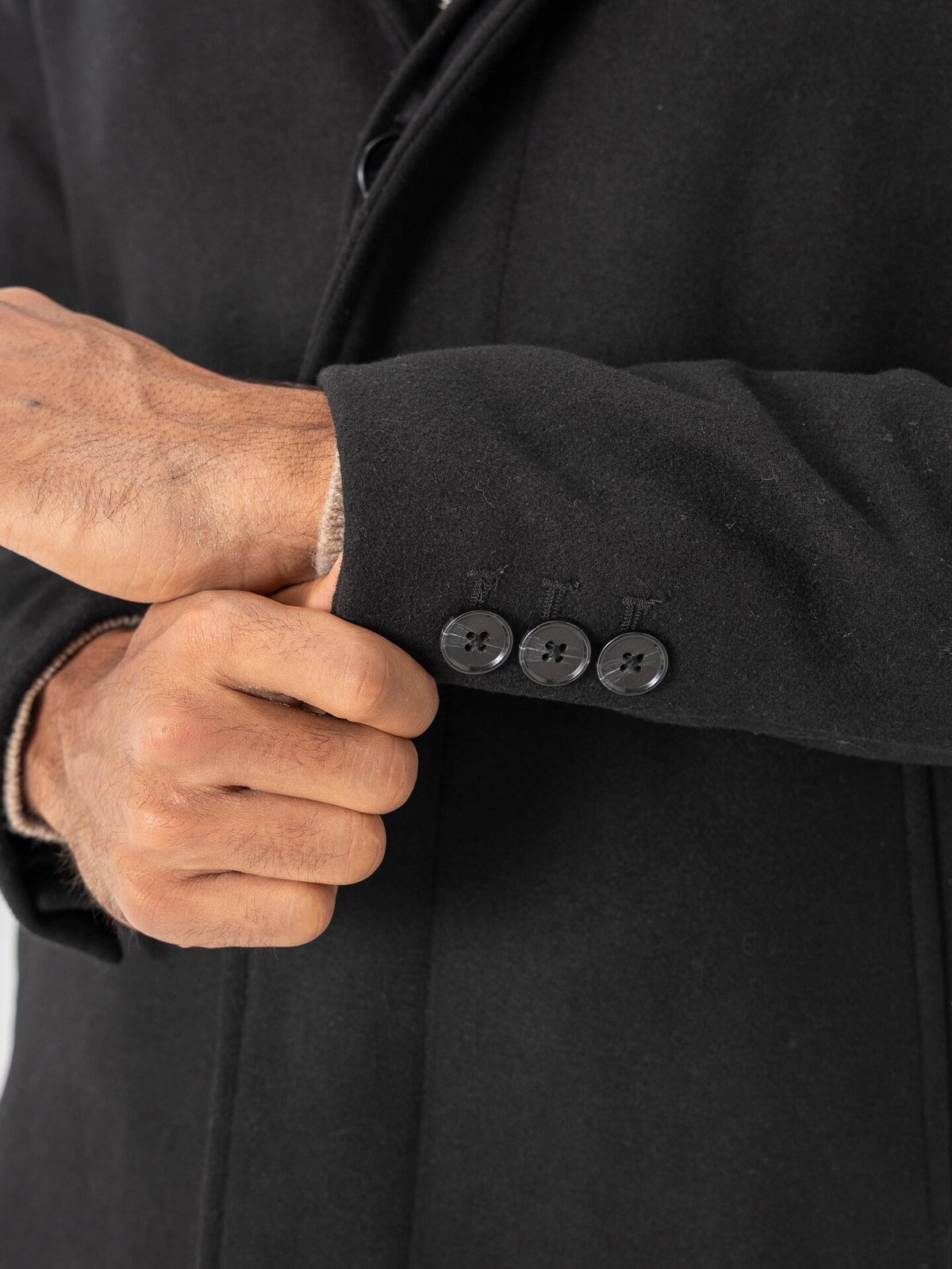 Jack and Jones Keith Wool Blend Stan Collar Coat Black