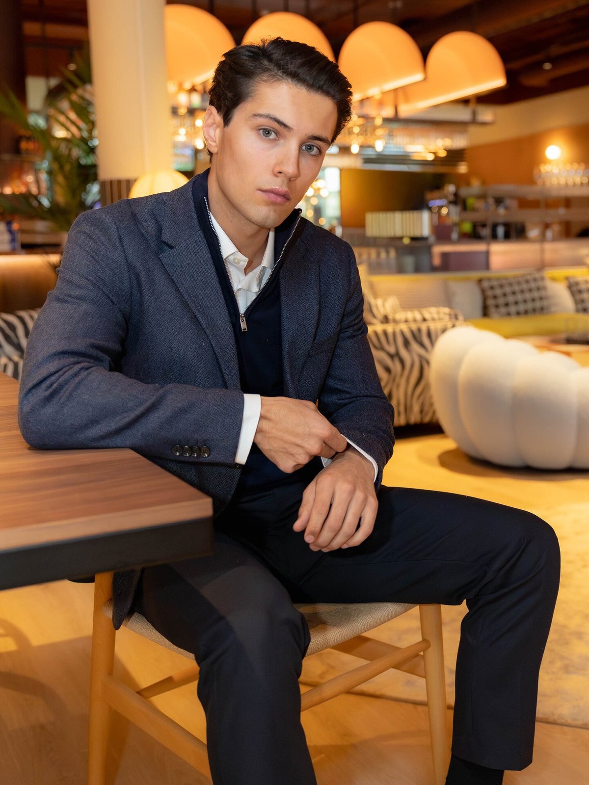 Jack and Jones Martin Winter Tweed Blazer Dark Navy