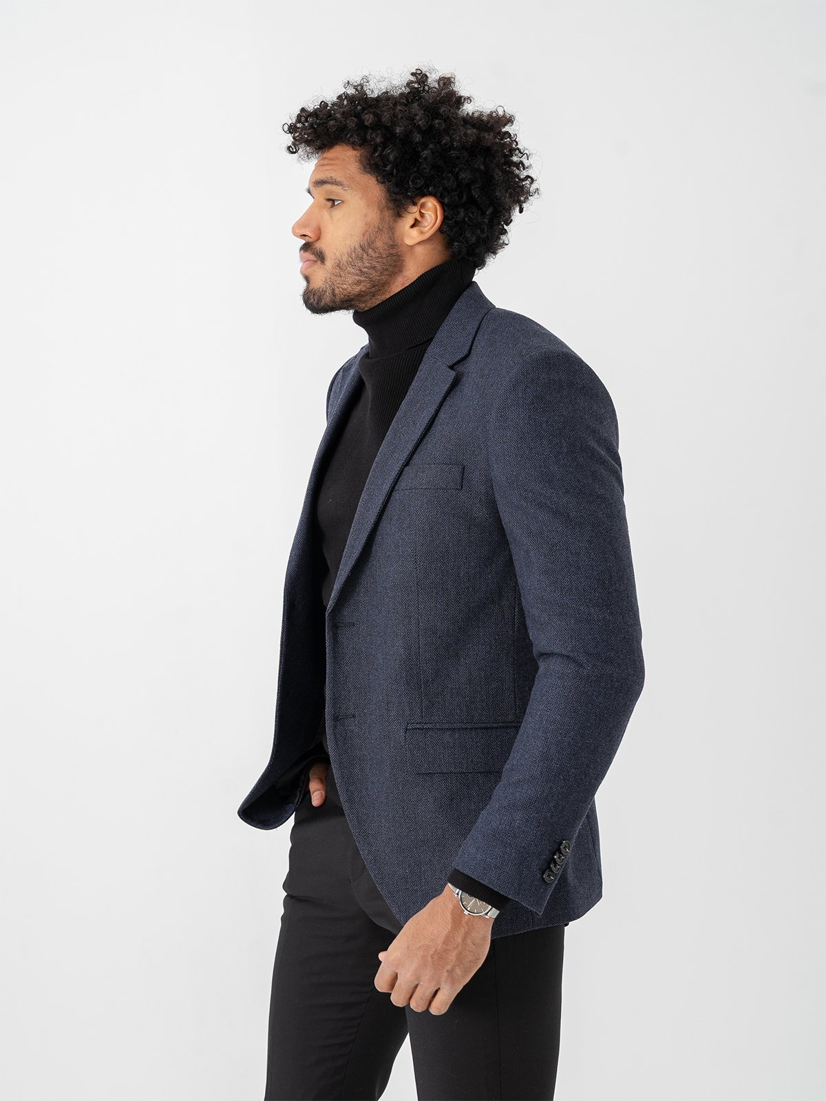 Jack and Jones Martin Winter Tweed Blazer Dark Navy