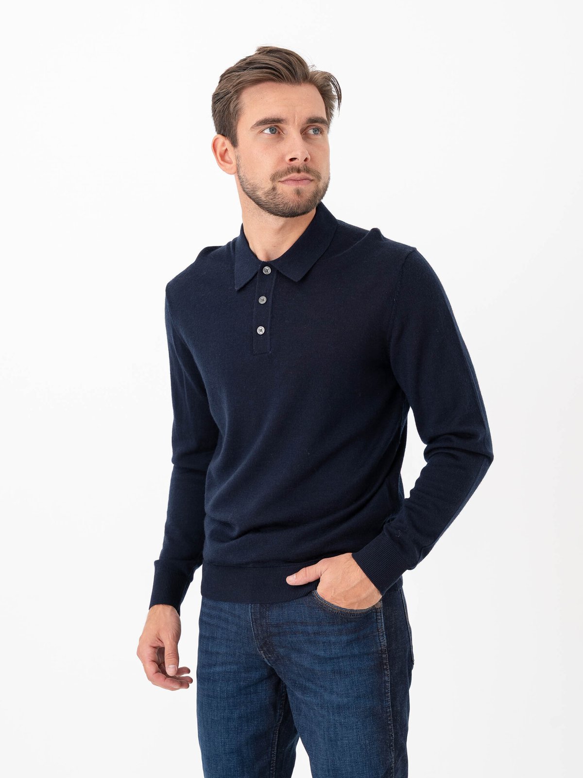 Jack and Jones Merino Knit Polo Night Sky