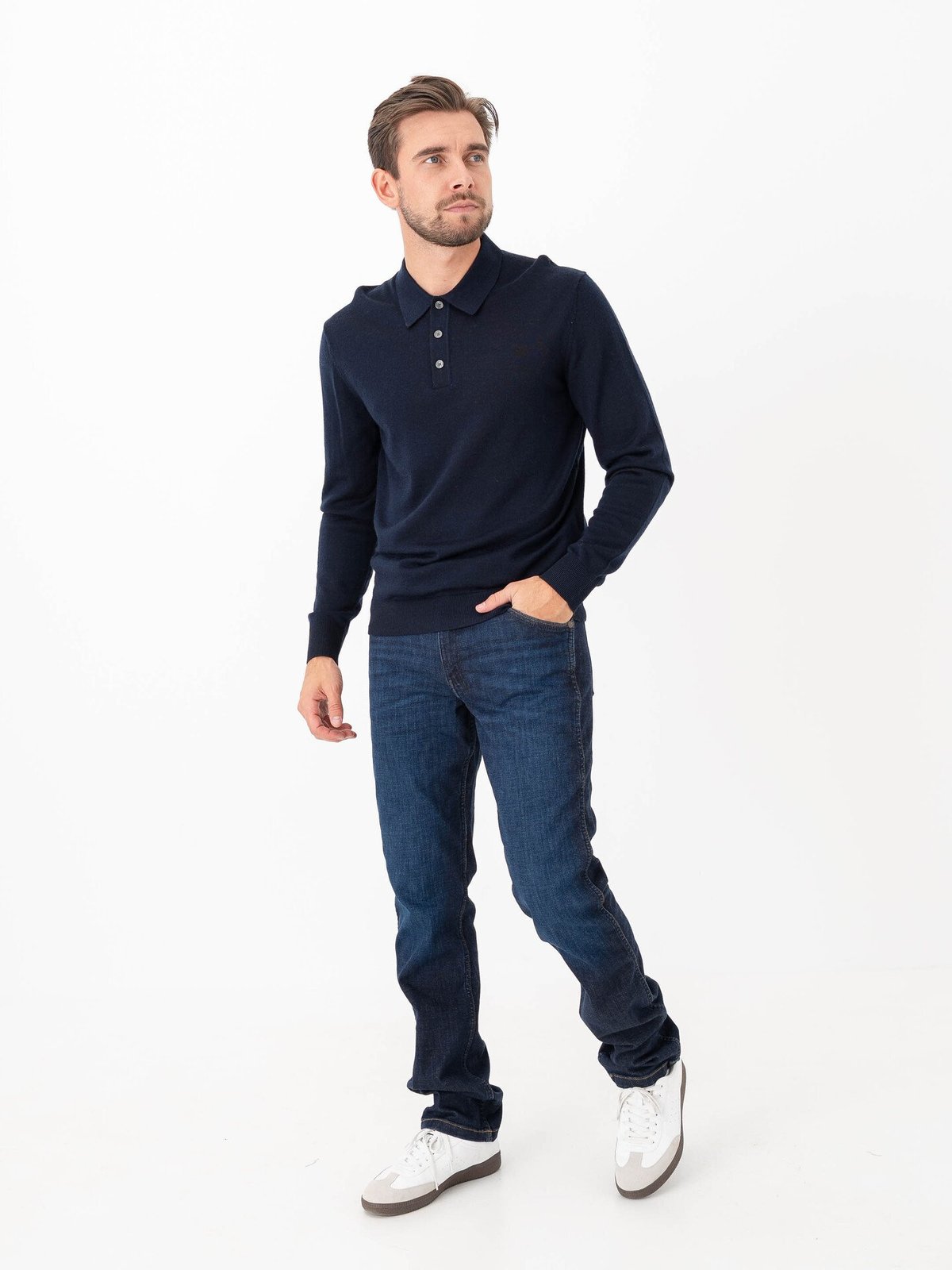 Jack and Jones Merino Knit Polo Night Sky