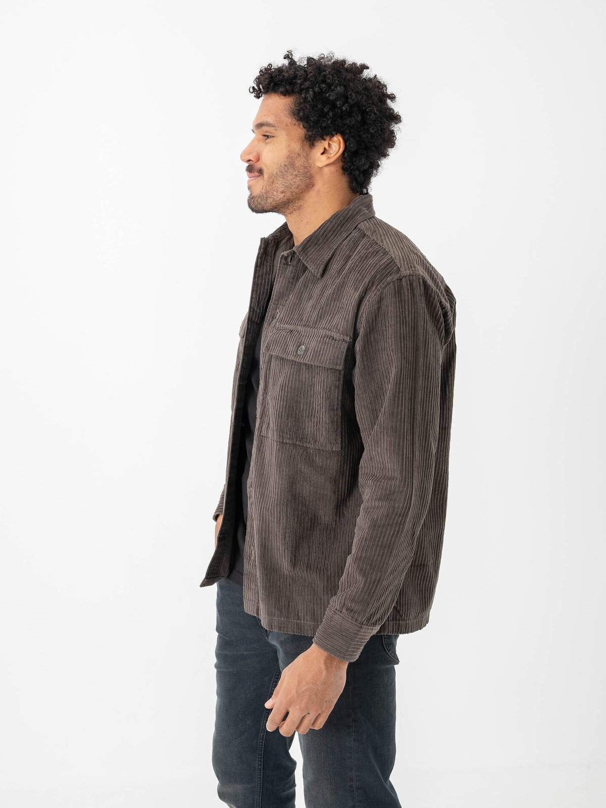 Jack and Jones Will Corduroy Long Sleeve Overshirt Black Olive