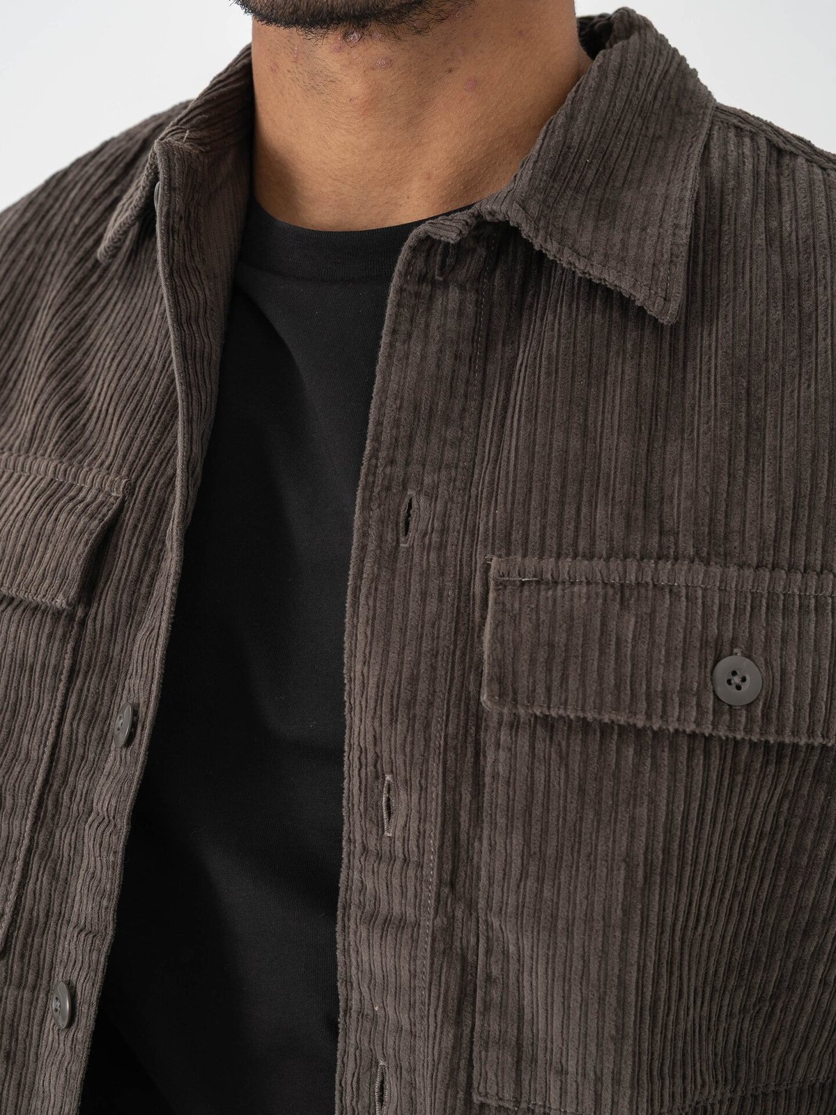 Jack and Jones Will Corduroy Long Sleeve Overshirt Black Olive