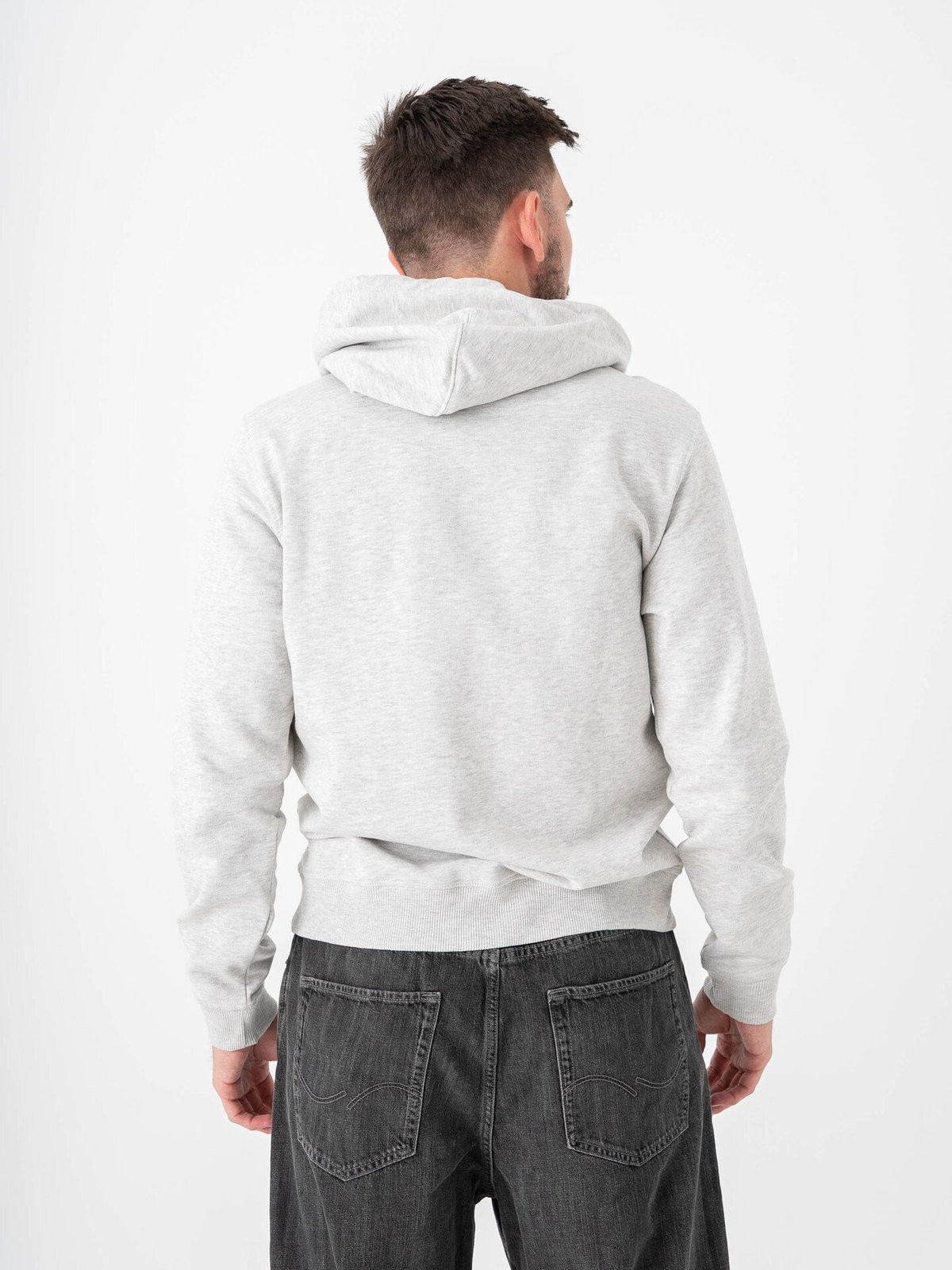 Jack and Jones Norrebro EMB Sweat Hood White Melange