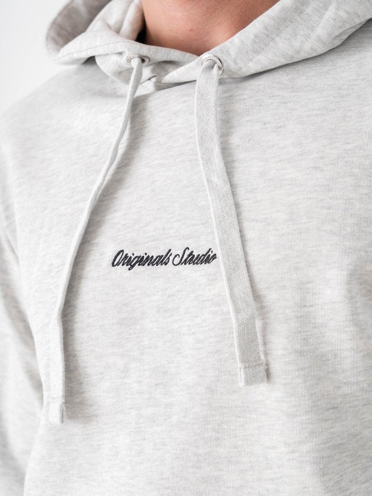 Jack and Jones Norrebro EMB Sweat Hood White Melange