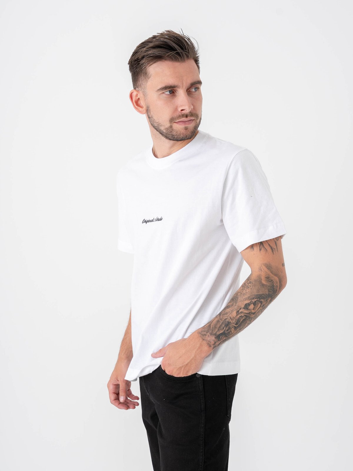 Jack and Jones Norrebro EMB Tee Short Sleeve Crew Neck Bright White