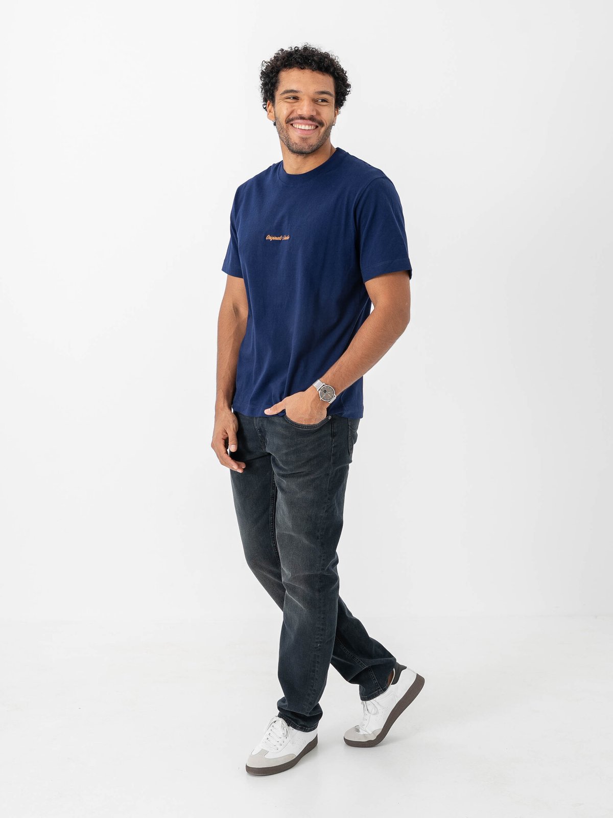 Jack and Jones Norrebro EMB Tee Short Sleeve Crew Neck Ocean Cavern