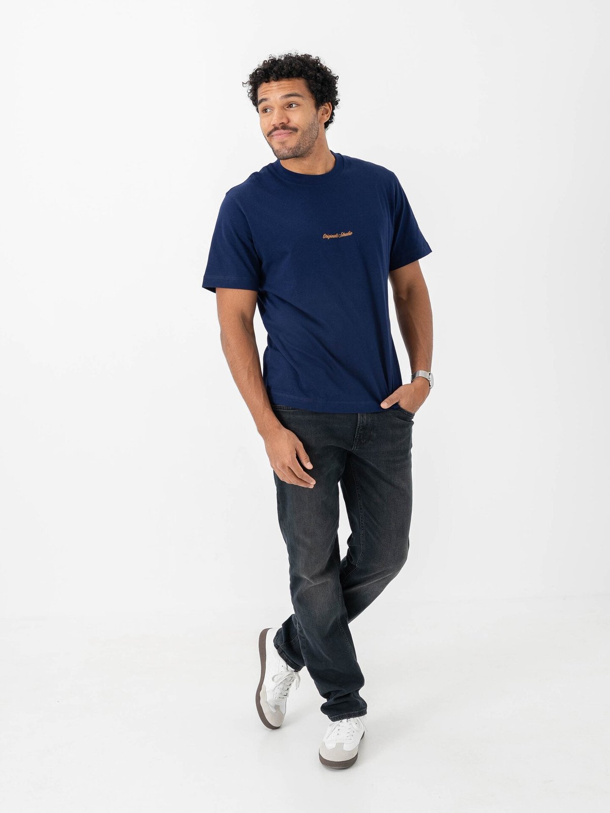 Jack and Jones Norrebro EMB Tee Short Sleeve Crew Neck Ocean Cavern