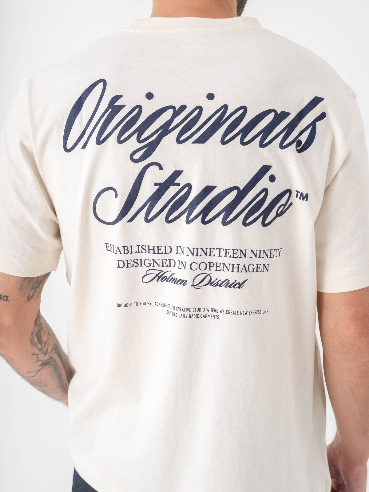 Jack and Jones Norrebro Typo Tee Short Sleeve Crew Neck Antique White