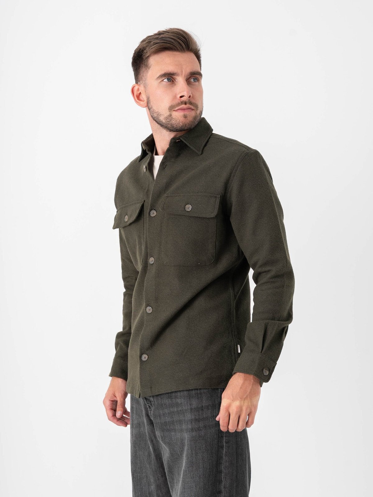 Jack and Jones Rayle Melange Solid Long Sleeve Overshirt Peat