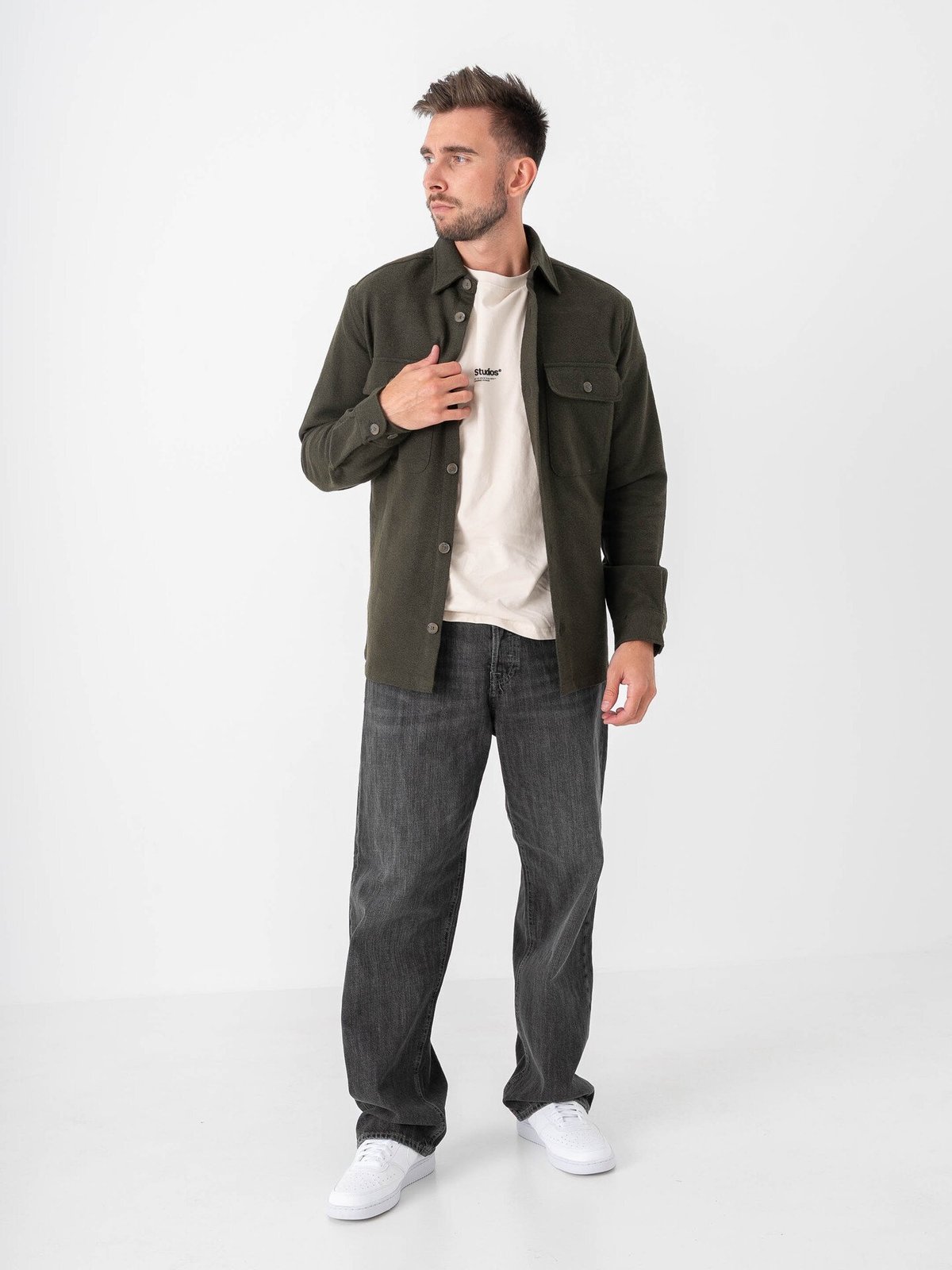 Jack and Jones Rayle Melange Solid Long Sleeve Overshirt Peat