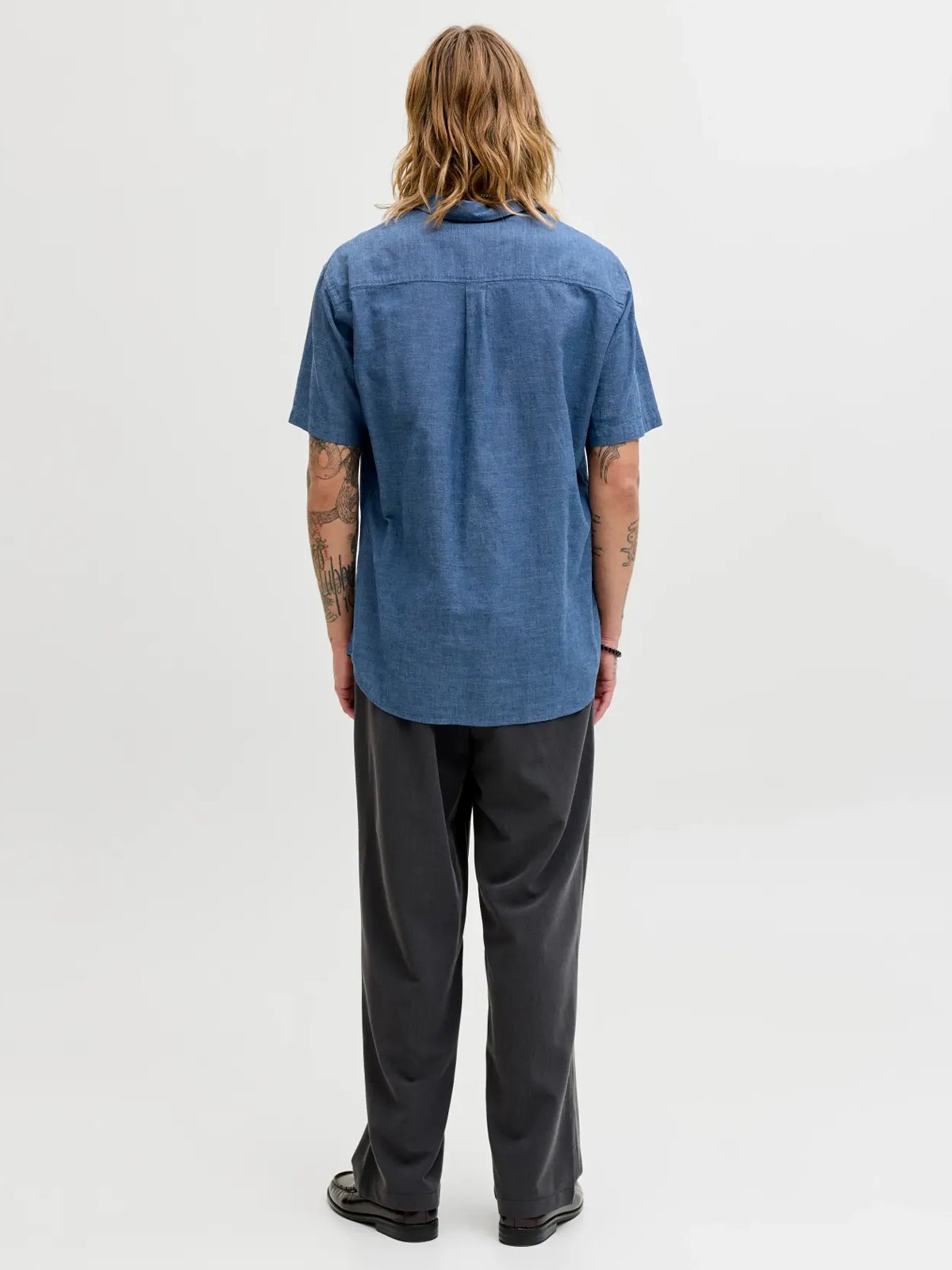 Jack and Jones Summer Linen Blend Shirt Short Sleeve Navy Blazer