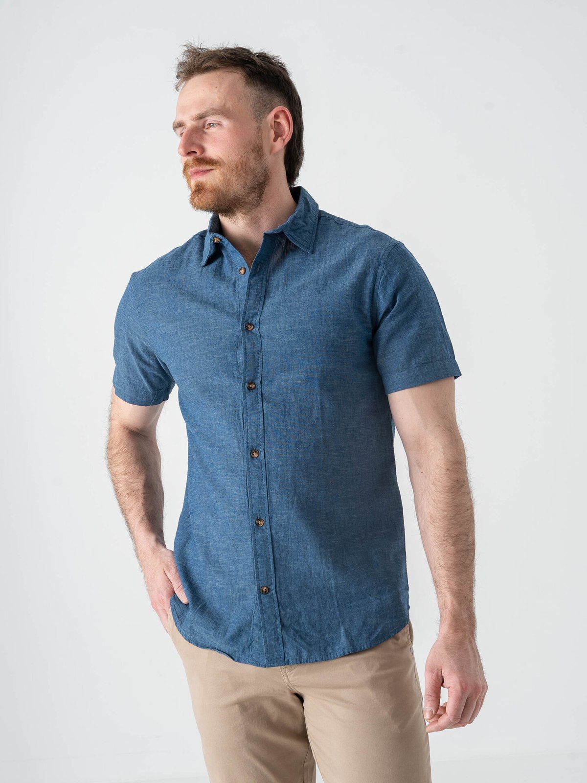 Jack and Jones Summer Linen Blend Shirt Short Sleeve Navy Blazer