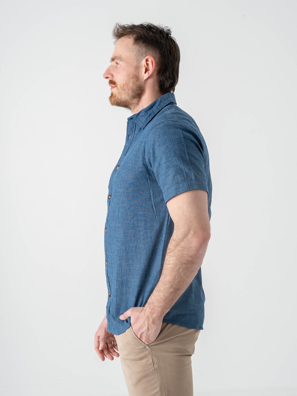 Jack and Jones Summer Linen Blend Shirt Short Sleeve Navy Blazer