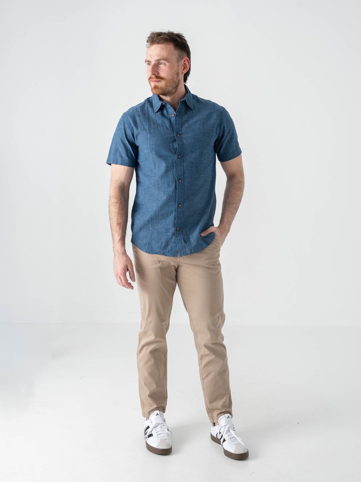 Jack and Jones Summer Linen Blend Shirt Short Sleeve Navy Blazer
