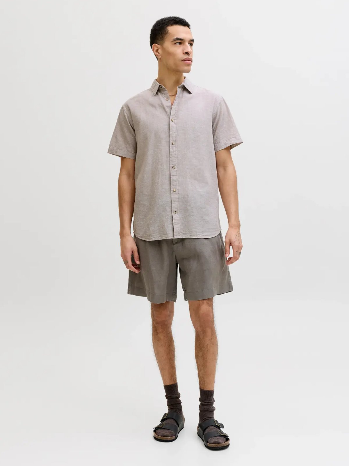 Jack and Jones Summer Linen Blend Shirt Short Sleeve String