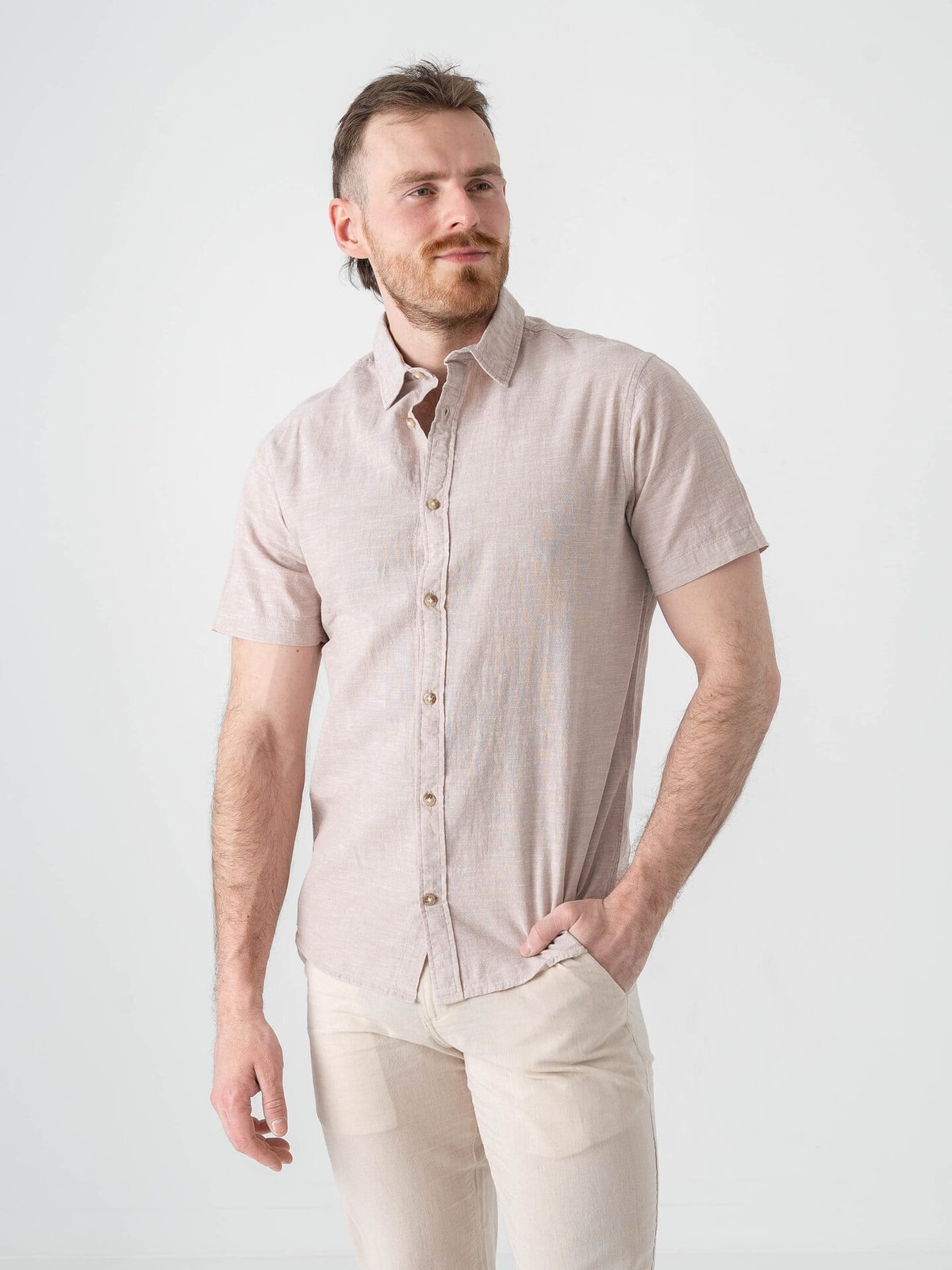 Jack and Jones Summer Linen Blend Shirt Short Sleeve String