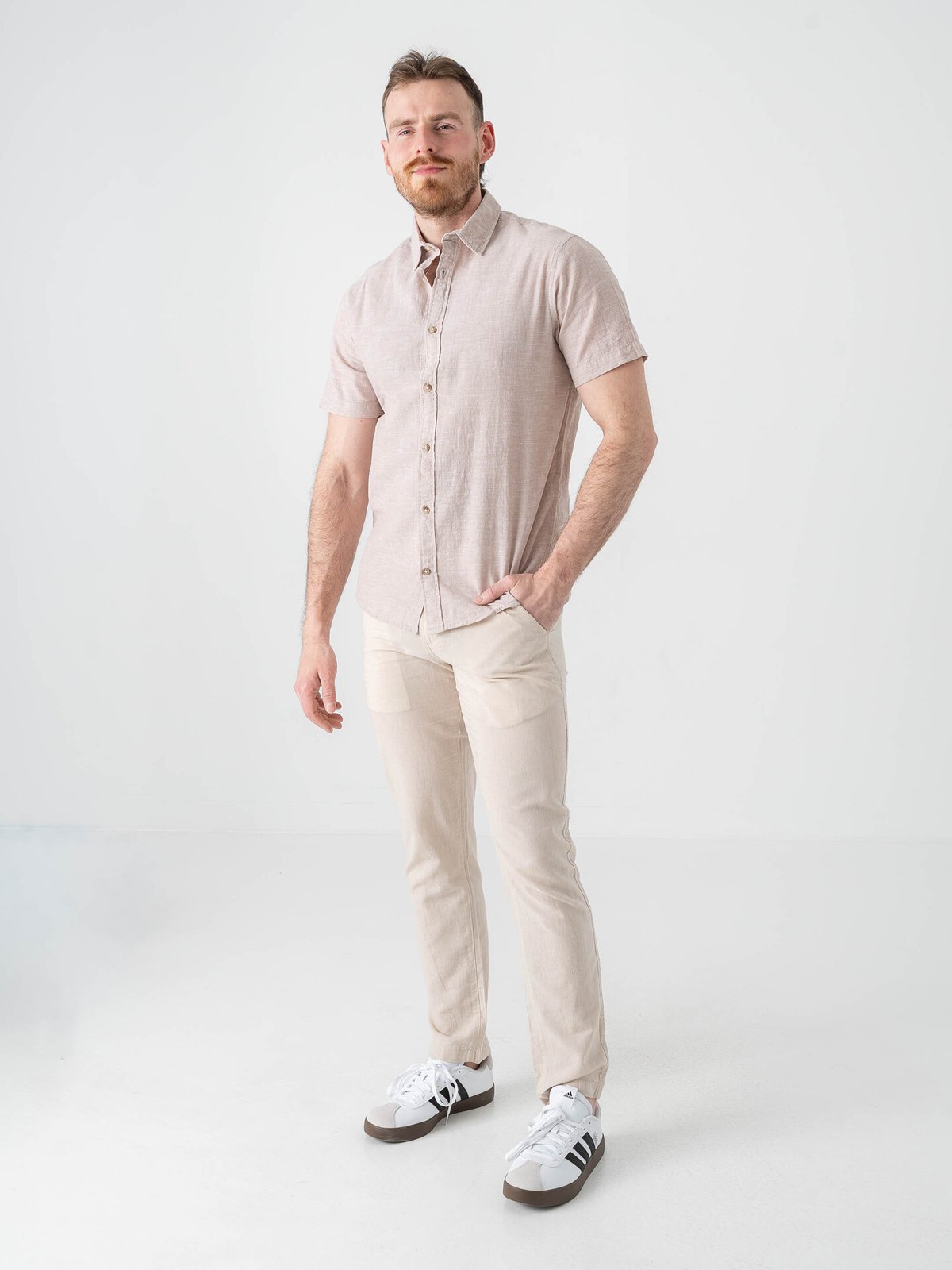 Jack and Jones Summer Linen Blend Shirt Short Sleeve String