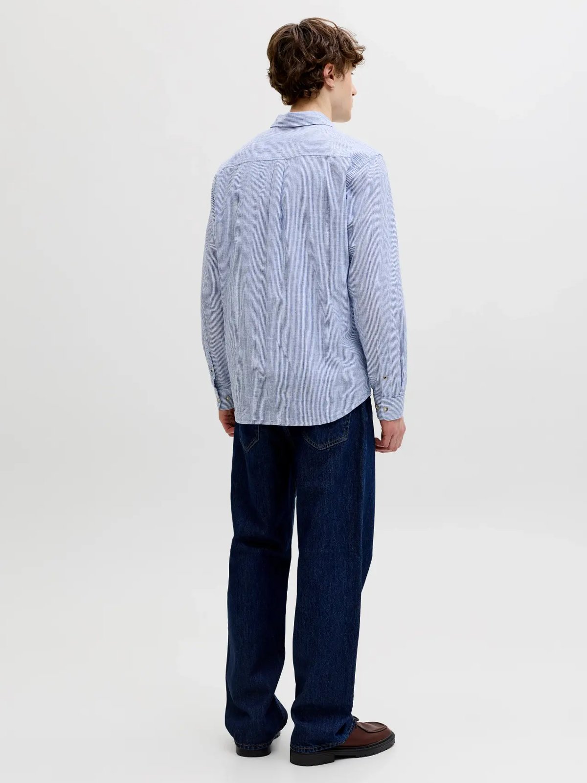 Jack and Jones Summer Linen Blend Shirt Long Sleeve Infinity Stripes