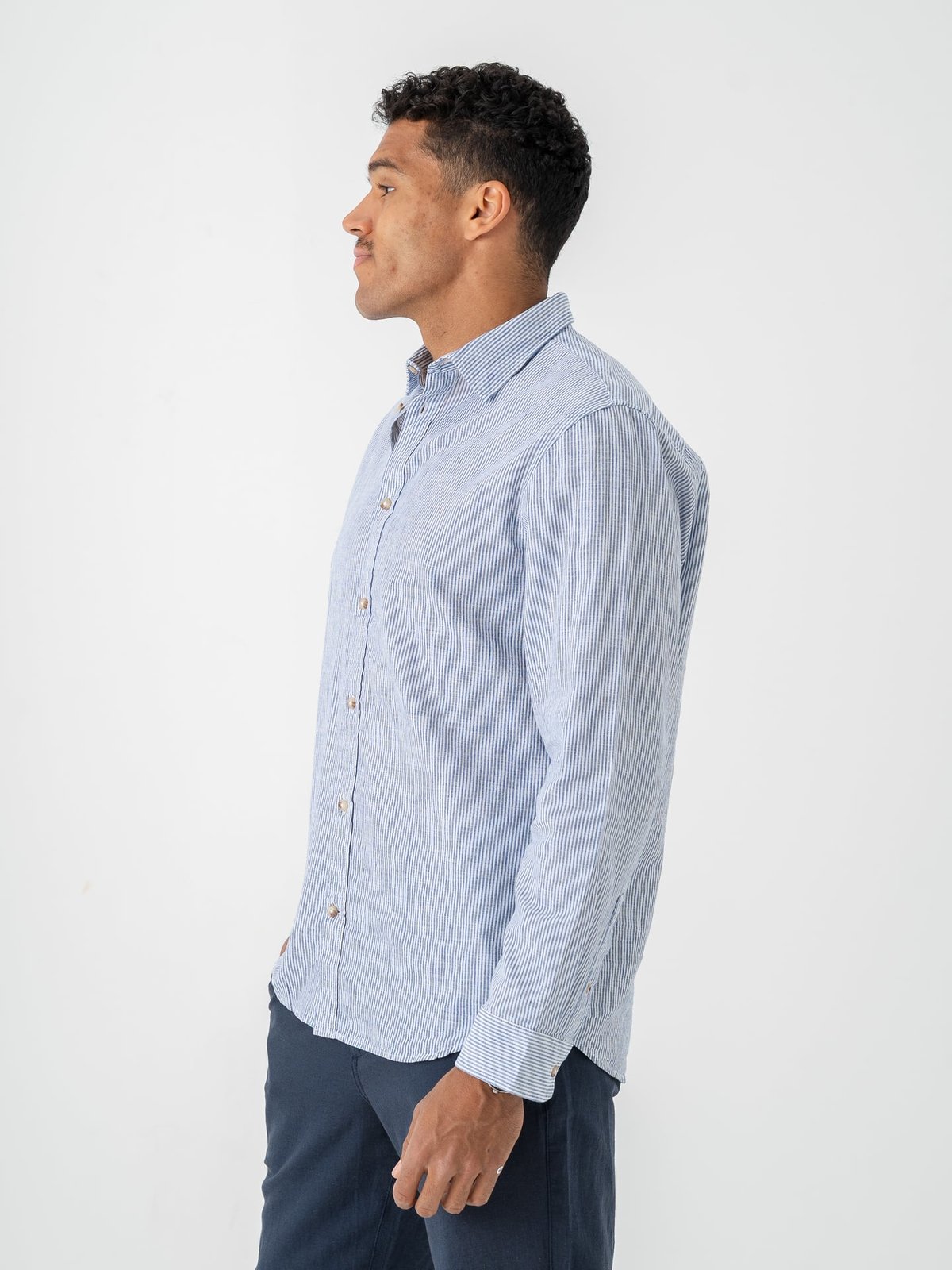 Jack and Jones Summer Linen Blend Shirt Long Sleeve Infinity Stripes