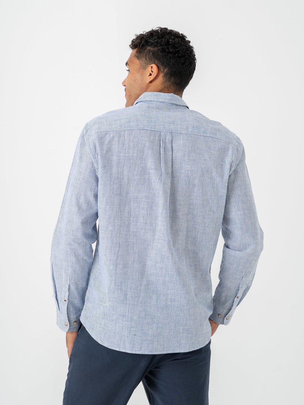 Jack and Jones Summer Linen Blend Shirt Long Sleeve Infinity Stripes