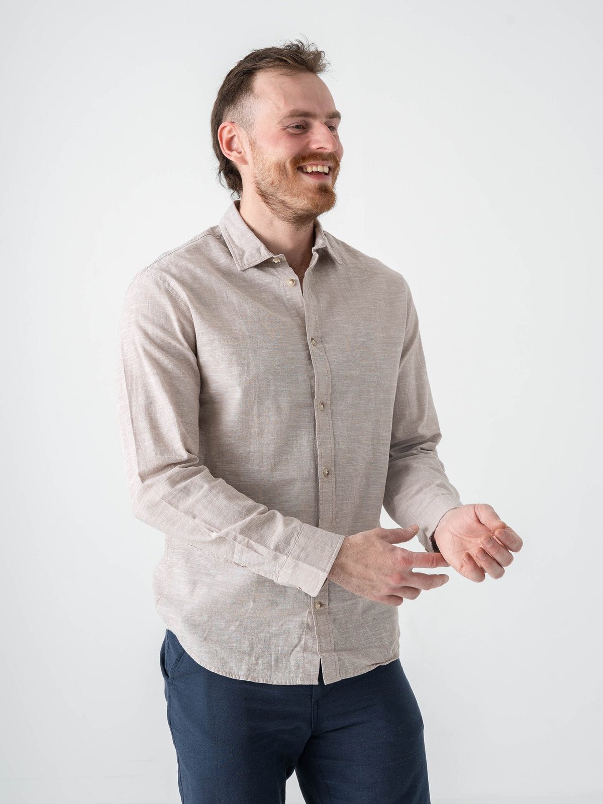 Jack and Jones Summer Linen Blend Shirt Long Sleeve String