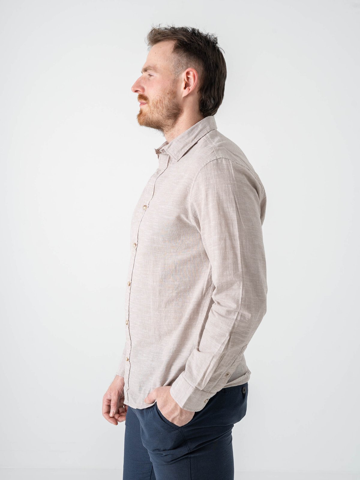 Jack and Jones Summer Linen Blend Shirt Long Sleeve String