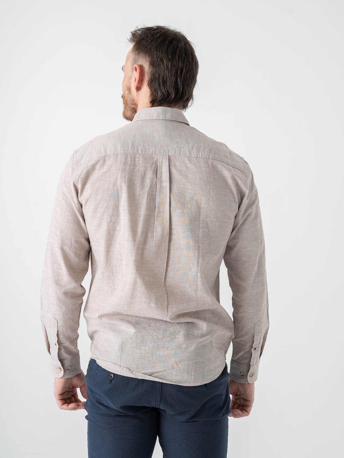 Jack and Jones Summer Linen Blend Shirt Long Sleeve String