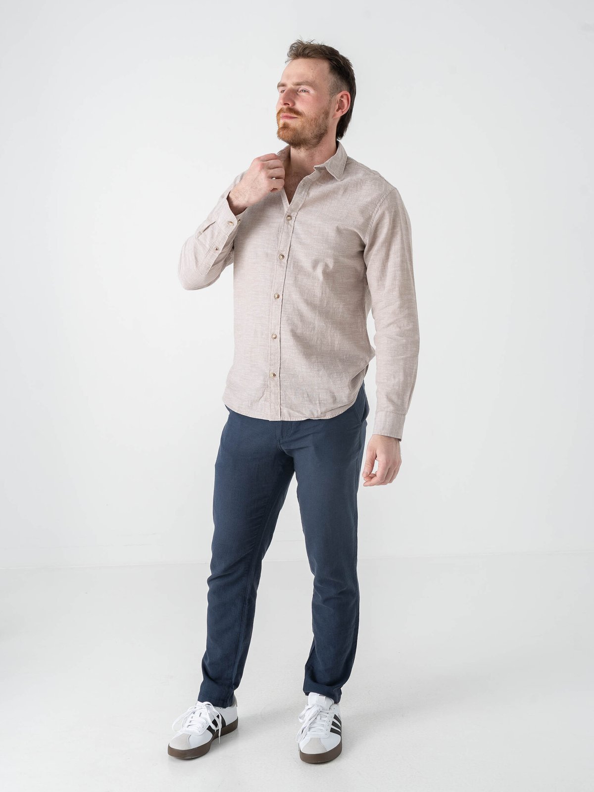 Jack and Jones Summer Linen Blend Shirt Long Sleeve String